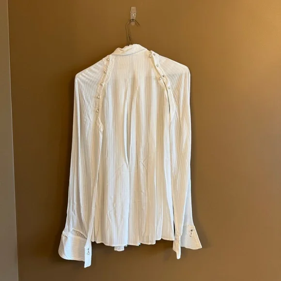 $789 Palmer//Harding Womens Ivory tenderness Detachable Button-Up Shirt top - Picture 6 of 12